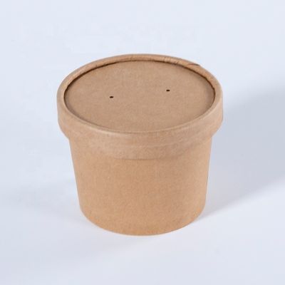 Salads Kraft Paper Soup Bowl/ Food Container With Lids Disposable Take Away Bowl
