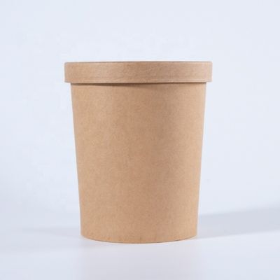 Salads Kraft Paper Soup Bowl/ Food Container With Lids Disposable Take Away Bowl