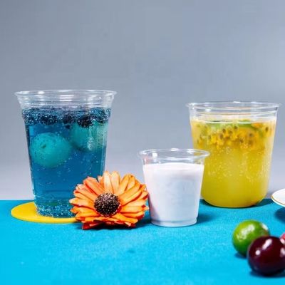 Eco-friendly Disposable PET Clear Plastic Juice Cups with Lids 20oz