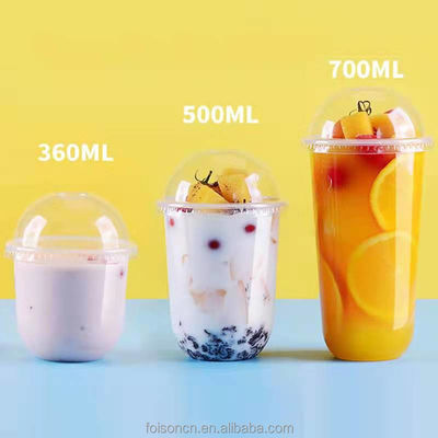 500ml Disposable PLA Plastic Round Bottom Yogurt Cup 96-Caliber Biodegradable U Shape Cup