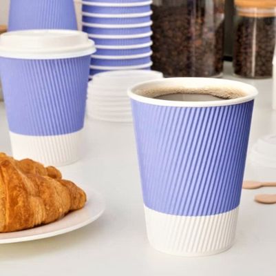 Matching Lids Printed Ripple Wall Disposable Hot Drinks Paper Cups with Special Design
