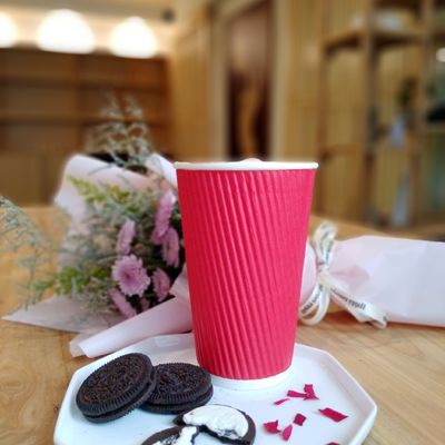 10oz Custom Order PLA Ripple Wall Paper Cup for Takeaway Drinks