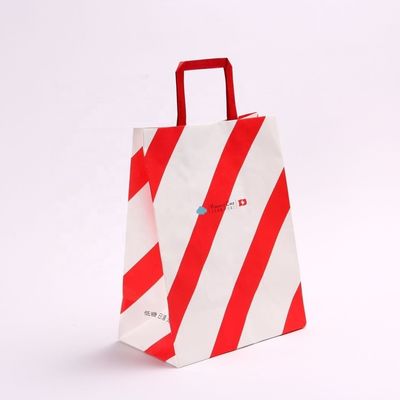 Custom Your Own Logo Flexo Printed Patch Handle Kraft Paper Takeaway Bag for Fast Food