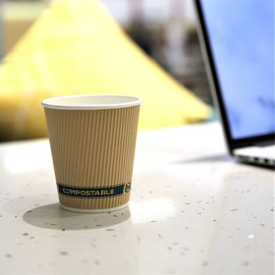 Coffee Paper Cups 12OZ Double Wall Disposable Customized Printed Ripple Kraft Cup