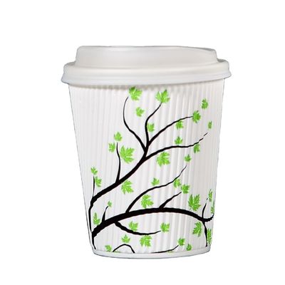 Matching Lids Printed Ripple Wall Disposable Hot Drinks Paper Cups with Special Design