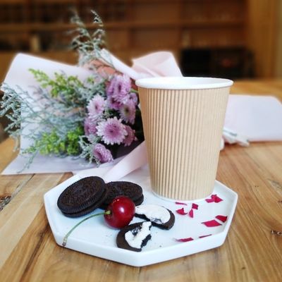 Matching Lids Printed Ripple Wall Disposable Hot Drinks Paper Cups with Special Design