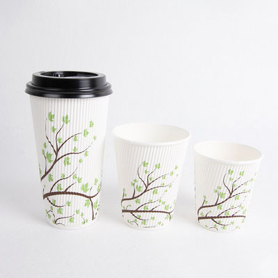 Matching Lids Printed Ripple Wall Disposable Hot Drinks Paper Cups with Special Design