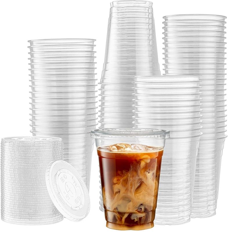Clear PET Custom Printed Milkshake Smoothie Plastic Cup with Dome Lid 12oz 16oz 20oz