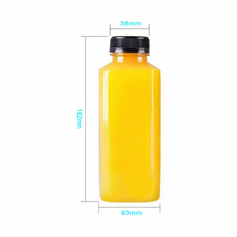 250ml 350ml 500ml PP Plastic Heat-Resistant Beverage Square Bottles with Cap OEM/ODM